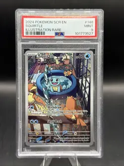 Squirtle Illustration Rare Pokemon SV07: Stellar Crown 148/142 English NM PSA 9 - Image 1