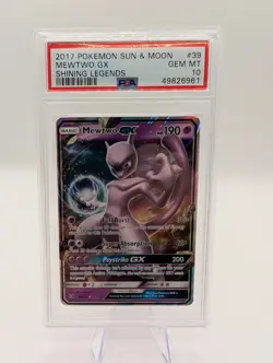 PSA 10 GEM MINT 2017 POKEMON SUN & MOON MEWTWO GX SHINING LEGENDS #39 - Image 1