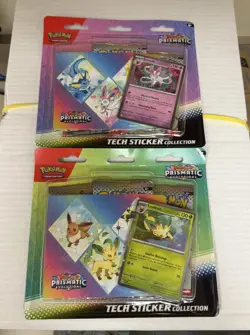 Pokemon TCG Prismatic Evolutions Tech Sticker Collection Blister Lot Of 2 - Image 1