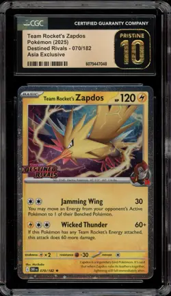 Pokemon Team Rocket's Zapdos Destined Rivals Asia Exclusive #070 CGC 10 Pristine - Image 1