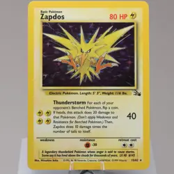 Pokemon TCG - Zapdos 15/62 Fossil Holo Rare WOTC 1999 - EXC/NM - Image 2