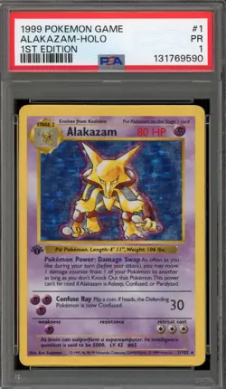 Pokemon Alakazam Base Set Shadowless 1st Edition Holo Rare #1 PSA 1 - Image 1