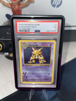 1999 1ST EDITION Base Set Shadowless Alakazam 1/102 Holo Foil Pokemon PSA 5 - Image 1