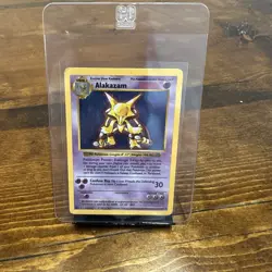 Pokemon TCG WOTC 1999 Alakazam 1/102 Base Set Shadowless Holo UNGRADED scratched - Image 1