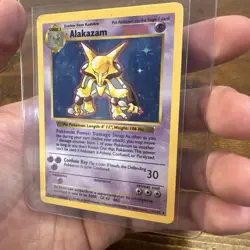 Pokemon TCG WOTC 1999 Alakazam 1/102 Base Set Shadowless Holo UNGRADED scratched - Image 2