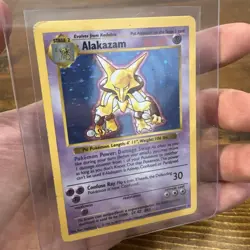 Pokemon TCG WOTC 1999 Alakazam 1/102 Base Set Shadowless Holo UNGRADED scratched - Image 3