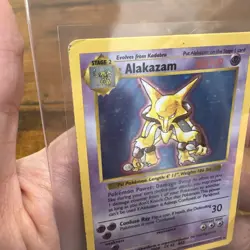 Pokemon TCG WOTC 1999 Alakazam 1/102 Base Set Shadowless Holo UNGRADED scratched - Image 4