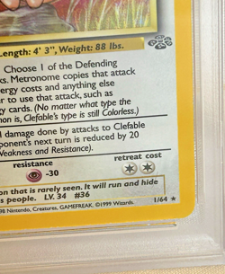 1999 Pokemon Jungle Clefable Holo 1st Edition PSA 8 - Image 4