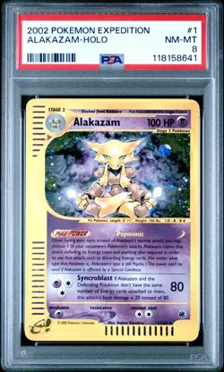 2002 POKEMON EXPEDITION #1 ALAKAZAM-HOLO PSA 8 - Image 3