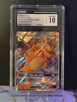 CGC Gem Mint 10 Charizard GX SM211 BLACK STAR PROMO Holo Pokemon Card - Image 3