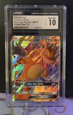CGC Gem Mint 10 Charizard GX SM211 BLACK STAR PROMO Holo Pokemon Card - Image 4