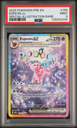 PSA 9 Pokemon Prismatic Evolutions SIR Espeon 155/131 EX PRE EN MINT - Image 1