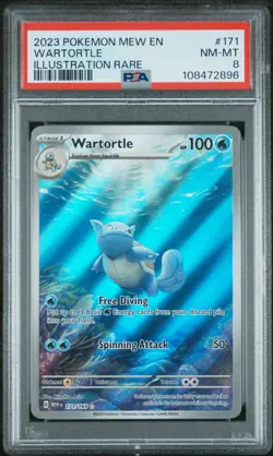 PSA 8 Wartortle 171/165 MEW EN-151 Illustration Rare Pokemon Card - Image 1