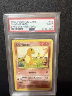 PSA 9 Charmander 46/102 Pokemon Base Set 1999 Non Holo Graded Card - Image 1