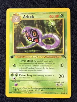 Arbok 31/62 - Pokemon Fossil Set Unlimited NM Vintage TCG Card - Image 1