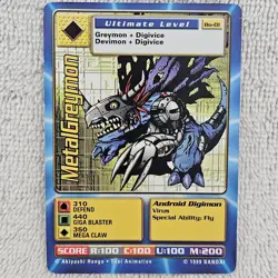 1999 MetalGreymon Bo-01 Series 1 Booster Digimon Card NM Digi-Battle Bandai TCG - Image 1