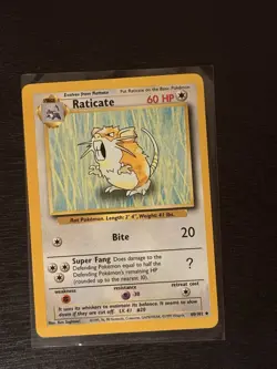 Raticate 40/102 - Base Set Unlimited - Uncommon Pokemon Card - Lightly Played - Image 1