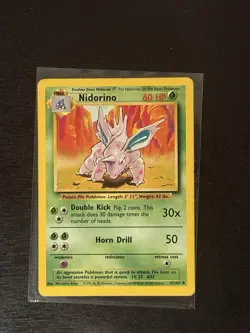 Nidorino 37/102 - Base Set Unlimited - Uncommon Pokemon Card - Moderately Played - Image 1