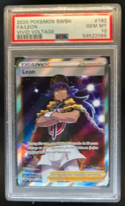 2020 Pokemon SWSH Vivid Voltage Leon Full Art Ultra Rare #182/185 PSA 10 - Image 1