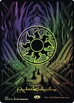 Plains (Phyrexian) - Full Art (Oil Slick Raised Foil) Phyrexia: All Will Be One - Image 1