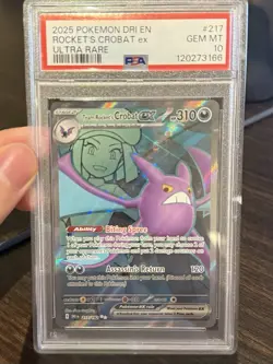 2025 POKEMON SV DESTINED RIVALS - DRI EN #217/182 TEAM ROCKET'S CROBAT EX PSA 10 - Image 1
