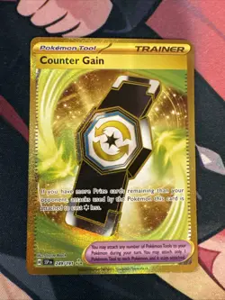 Pokemon TCG Counter Gain 249/191 Surging Sparks Hyper Rare Gold Trainer - Image 1
