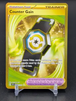 Pokemon TCG Sv08: Surging Sparks Counter Gain Gold Holo 249/191 NM - Image 1