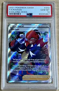 Pokemon Raihan Full Art #202 SWSH Evolving Skies - PSA Gem Mint 10 💎 - Image 1