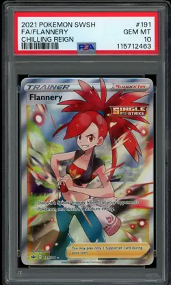 Pokemon PSA 10 Flannery 191/198 Sword & Shield Chilling Reign Full Art Rare Mint - Image 1