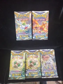 5x Brilliant Stars Factory Sealed Booster Packs - Pokemon TCG: 🔥🔥🔥 - Image 1