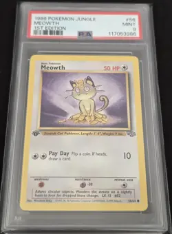 1999 Pokemon Jungle Meowth 1st Edition #56/64 PSA 9 MINT WOTC Vintage TCG - Image 3