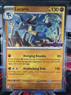 Pokemon TCG Lucario 114/198 Scarlet & Violet Stamped Cosmos Holo Foil - Image 1