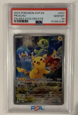 2023 Pikachu Promo SVP EN #027 Paldea Evolved ETB PSA 10 Gem MT Pokemon - Image 1