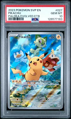 2023 POKEMON SVP PALDEA EVOLVED ETB PROMO #027 PIKACHU PSA 10 - Image 1