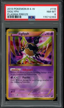 Pokemon PSA 8 Sigilyph 118/116 Black & White Plasma Freeze Secret Rare Near Mint - Image 1
