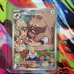 Pokemon TCG SV10 Destined Rivals Arven's Greedent Holo Illustration Rare 205/182 - Image 1