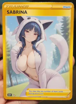 Sabrina - Pokemon - Waifu - Goddess - DIY - Full Art - Glossy - Trainer Card - Image 1