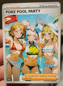 Poke Pool Party - Pokemon - Goddess - DIY - Full Art - Glossy - Trainer Card - Image 1