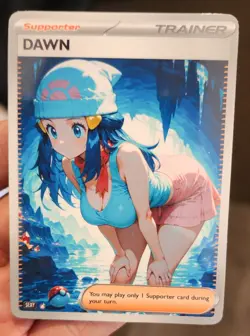 Dawn - Pokemon - Waifu - Goddess - DIY - Full Art - Glossy - Trainer Card - Image 1