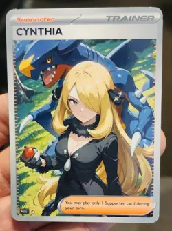 Cynthia - Pokemon - Goddess - DIY - Full Art - Glossy - Trainer Card - Image 1
