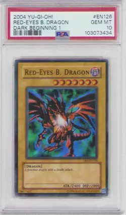 RED-EYES BLACK DRAGON YUGIOH HOLO #DB1-EN126 GRADED GEM MINT 10! 2004 - Image 1