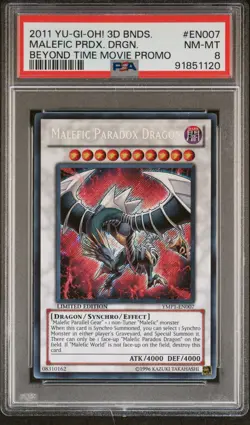 2011 YU-GI-OH! 3D BONDS BEYOND TIME MOVIE PROMO MALEFIC PARADOX DRAGON PSA 8 - Image 1