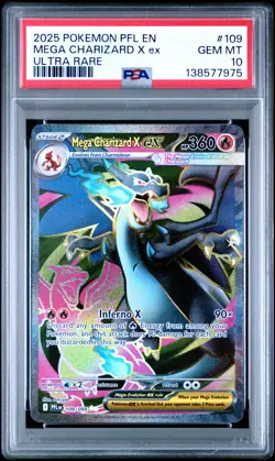 2025 POKEMON PFL EN-PHANTASMAL FLAMES ULTRA RARE #109 MEGA CHARIZARD X EX PSA 10 - Image 1