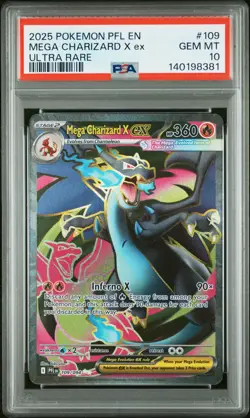 2025 POKEMON PFL EN-PHANTASMAL FLAMES ULTRA RARE #109 MEGA CHARIZARD X EX PSA 10 - Image 1