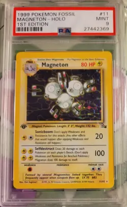 PSA 9 Magneton 11/62 Holo 1st Edition Fossil Pokemon - Image 1