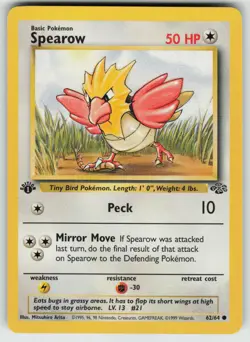 Pokemon 1st Edition Spearow Common Jungle 62/64 NM - Image 1