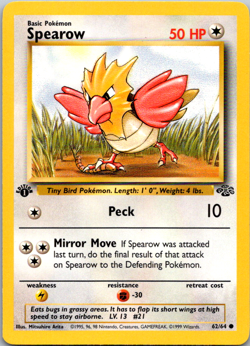 Spearow Pokemon 1999 Jungle 1st Edition Common 62/64 LP - NM WoTC TCG - Image 1