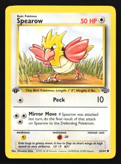 Pokemon Spearow 62/64 WotC Jungle 1st Edition Common LP - Image 1