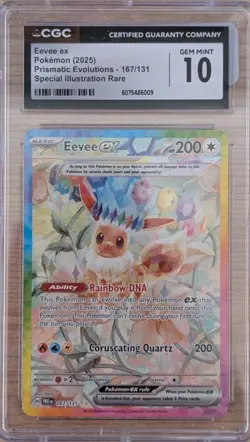 Eevee ex 167/131 Pokemon Prismatic Evolutions Special Illustration Rare CGC 10 - Image 1