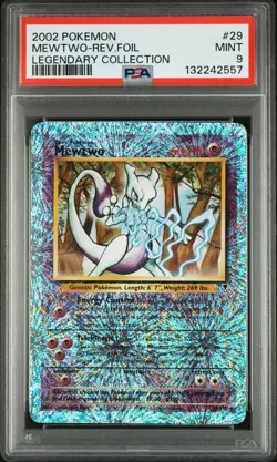 2002 POKEMON LEGENDARY COLLECTION #29 MEWTWO-REVERSE FOIL PSA 9 - Image 1